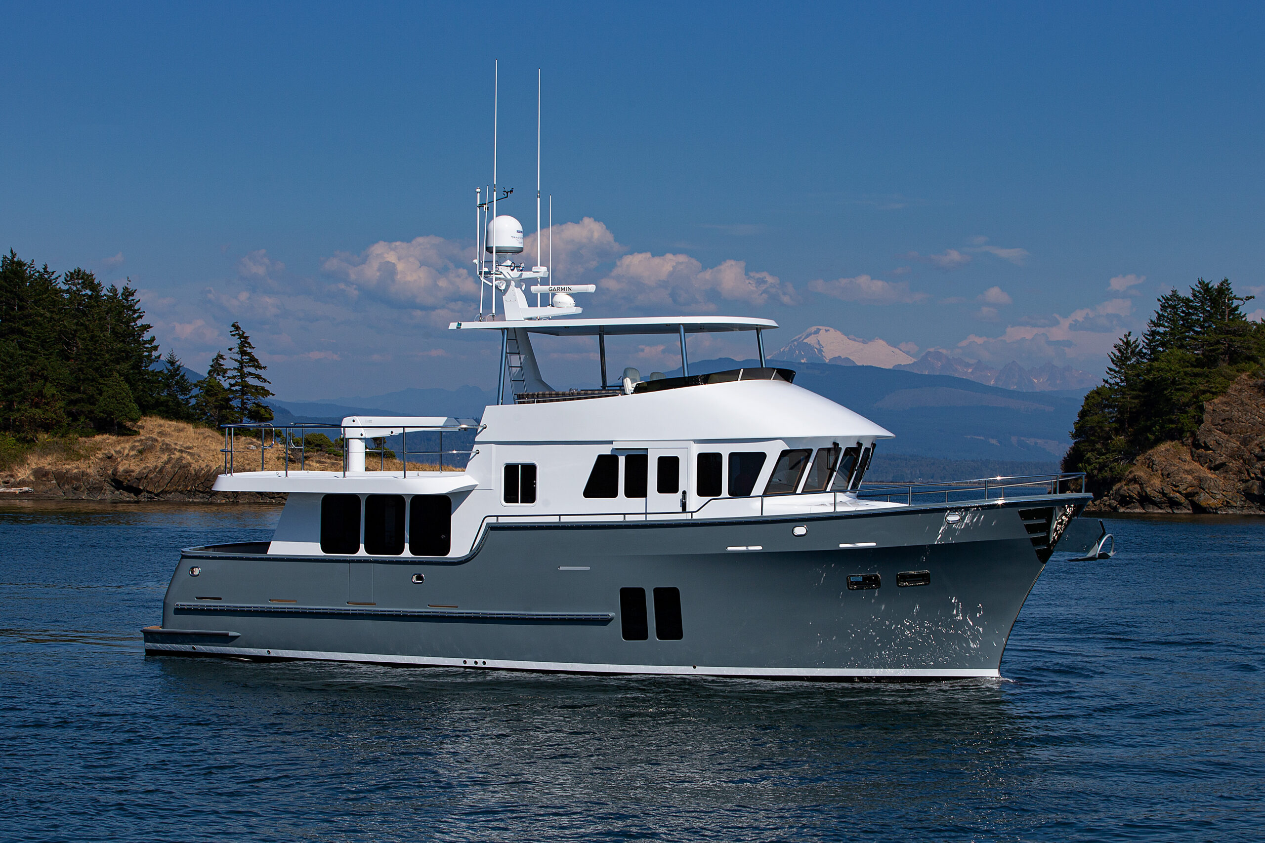 Northern Marine yacht profile view showing full expedition hull design
